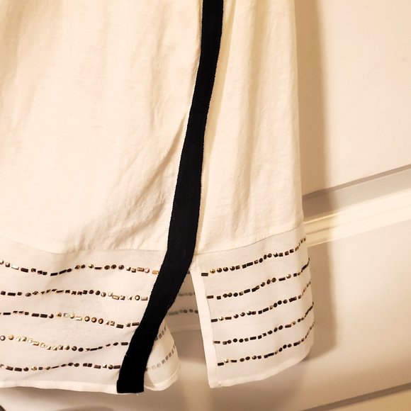 J. Crew Fancy White/Black Tank Top with Embellishments Petite Small - Picture 4 of 6